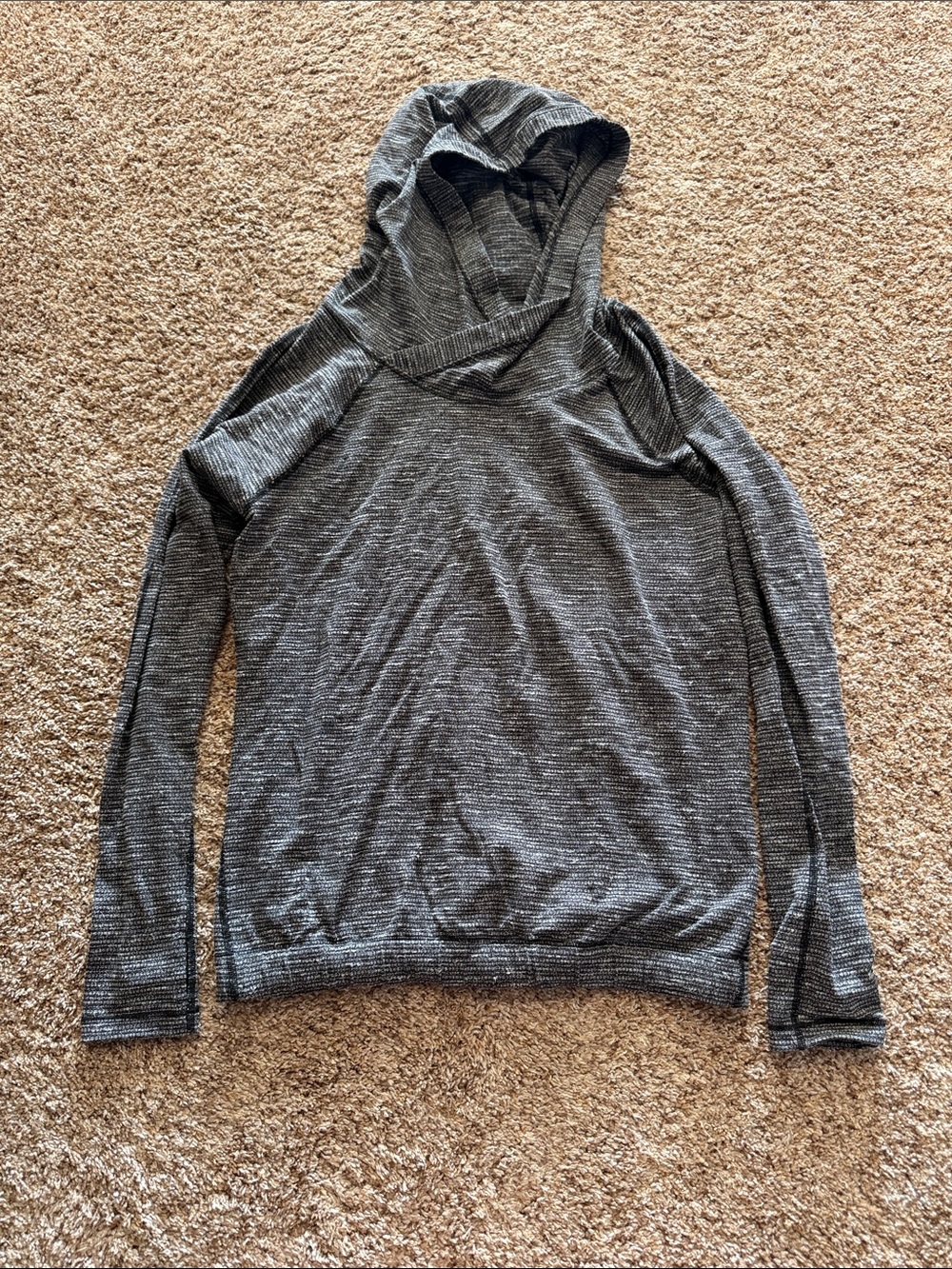Lululemon Lightweight Gray Hooded Long-Sleeve Knit Top